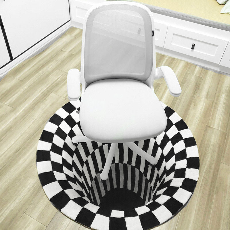 3D Vortex Carpet Black White Grid Bottomless Hole Illusion Rug Living Room Bedroom Anti-Slip Floor Mats Home Fashion Carpet Rugs - SAVOUR DECORE