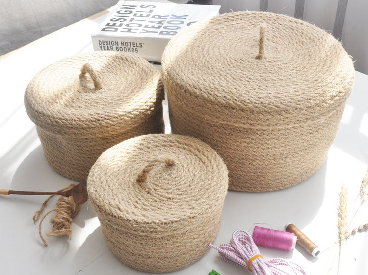 Japanese Style Linen Table Top Sundries Storage Basket - SAVOUR DECORE