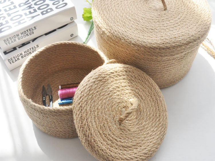 Japanese Style Linen Table Top Sundries Storage Basket - SAVOUR DECORE