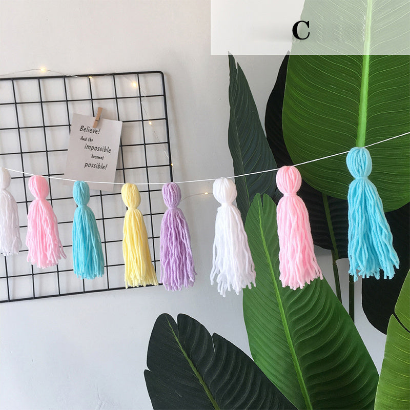 Macaron Color Tassel Home Textiles Home Furnishing Room Decoration Photo Wall Pendant - SAVOUR DECORE