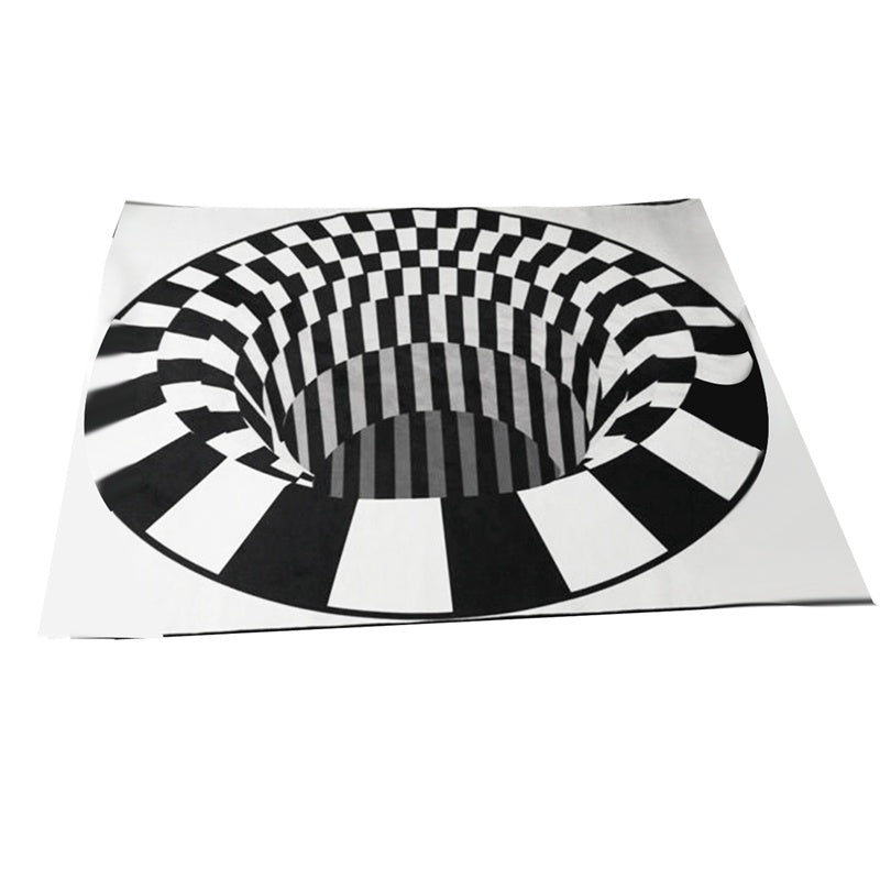 3D Vortex Carpet Black White Grid Bottomless Hole Illusion Rug Living Room Bedroom Anti-Slip Floor Mats Home Fashion Carpet Rugs - SAVOUR DECORE