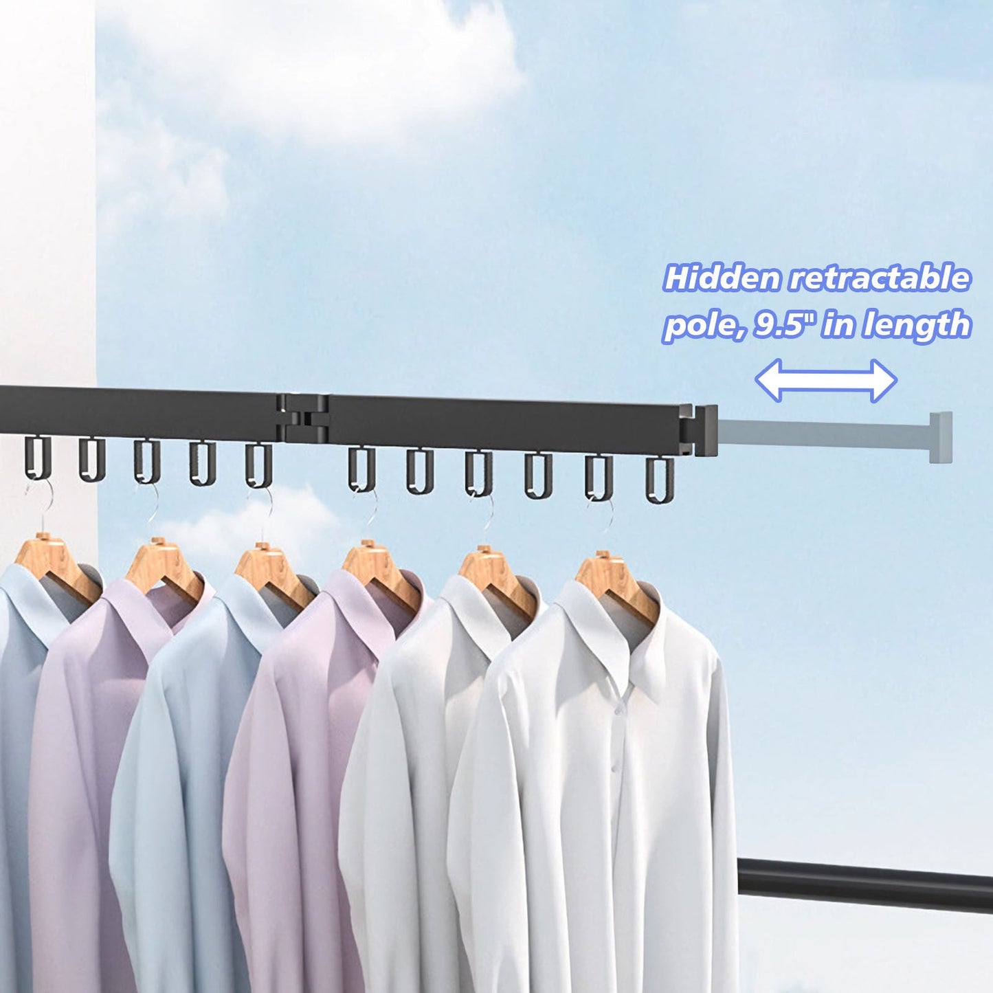 Drying Rack Clothing Wall Mounted, Clothes Drying Rack, Retractable Clothesline Indoor, Laundry Room Organization, Space-Saver, Collapsible Clothes Hanging Rack - SAVOUR DECORE