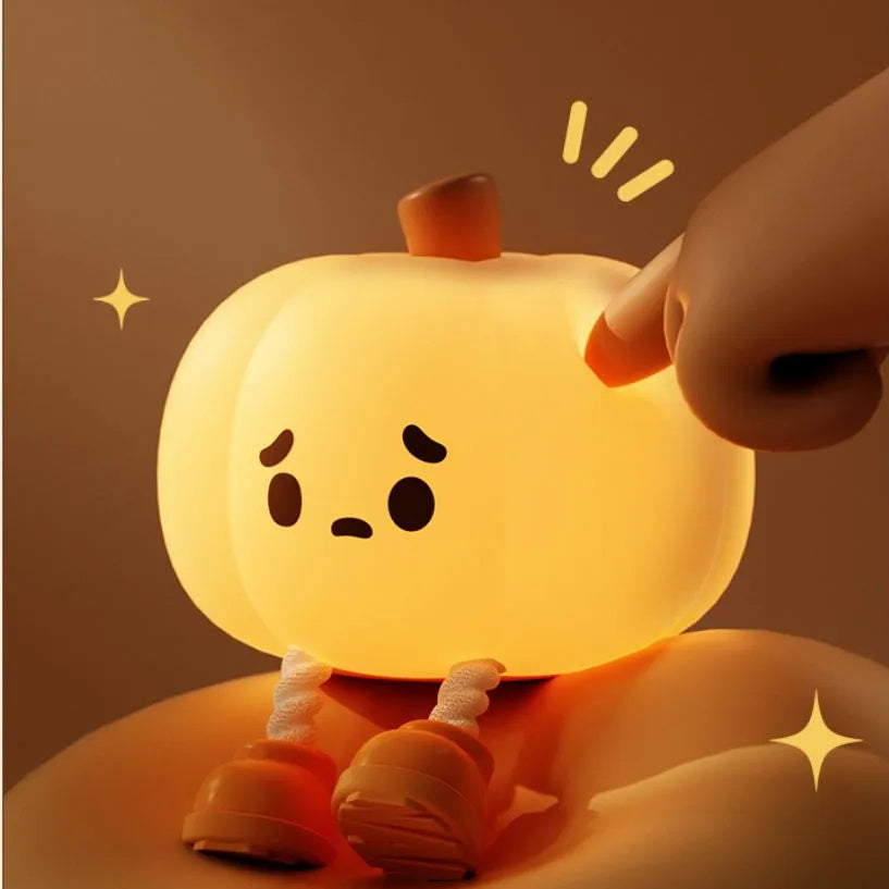 Home Decor Halloween Pumpkin Night Light Cute Soft Silicone Lamp Touch Dimmable Rechargeable Bedside Decor Light Kids Gifts Halloween Decorations - SAVOUR DECORE