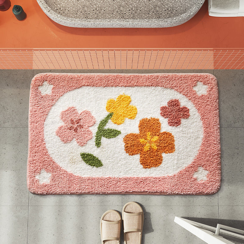 1PC Ins Simple Bathroom Floret Carpet Flower Area Rugs Anti Slip - SAVOUR DECORE