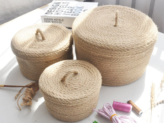 Japanese Style Linen Table Top Sundries Storage Basket - SAVOUR DECORE