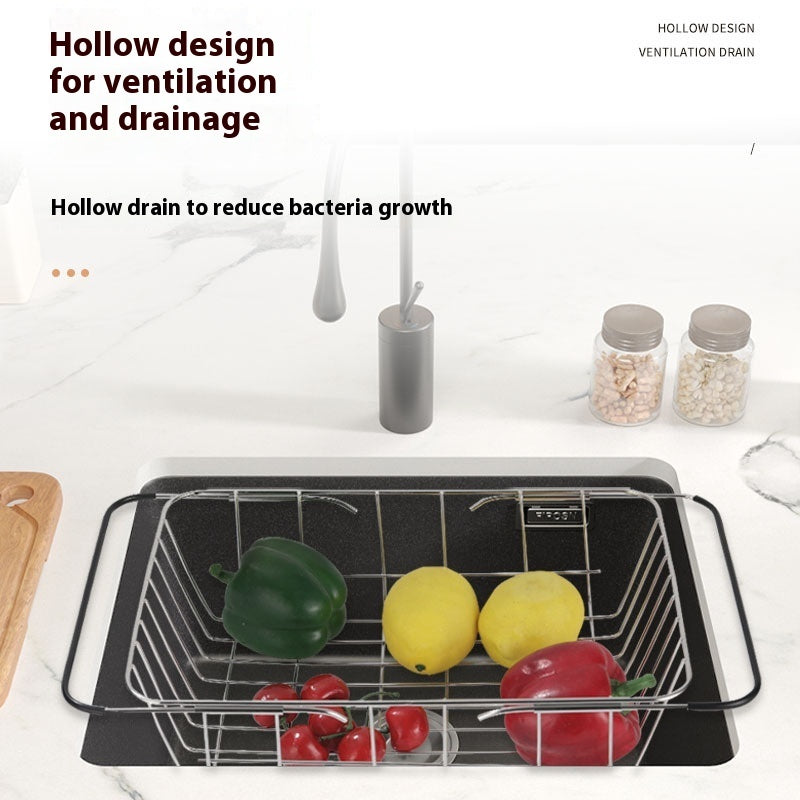 Kitchen Sink Telescopic Stainless Steel Basket Sink Drain Rack - SAVOUR DECORE
