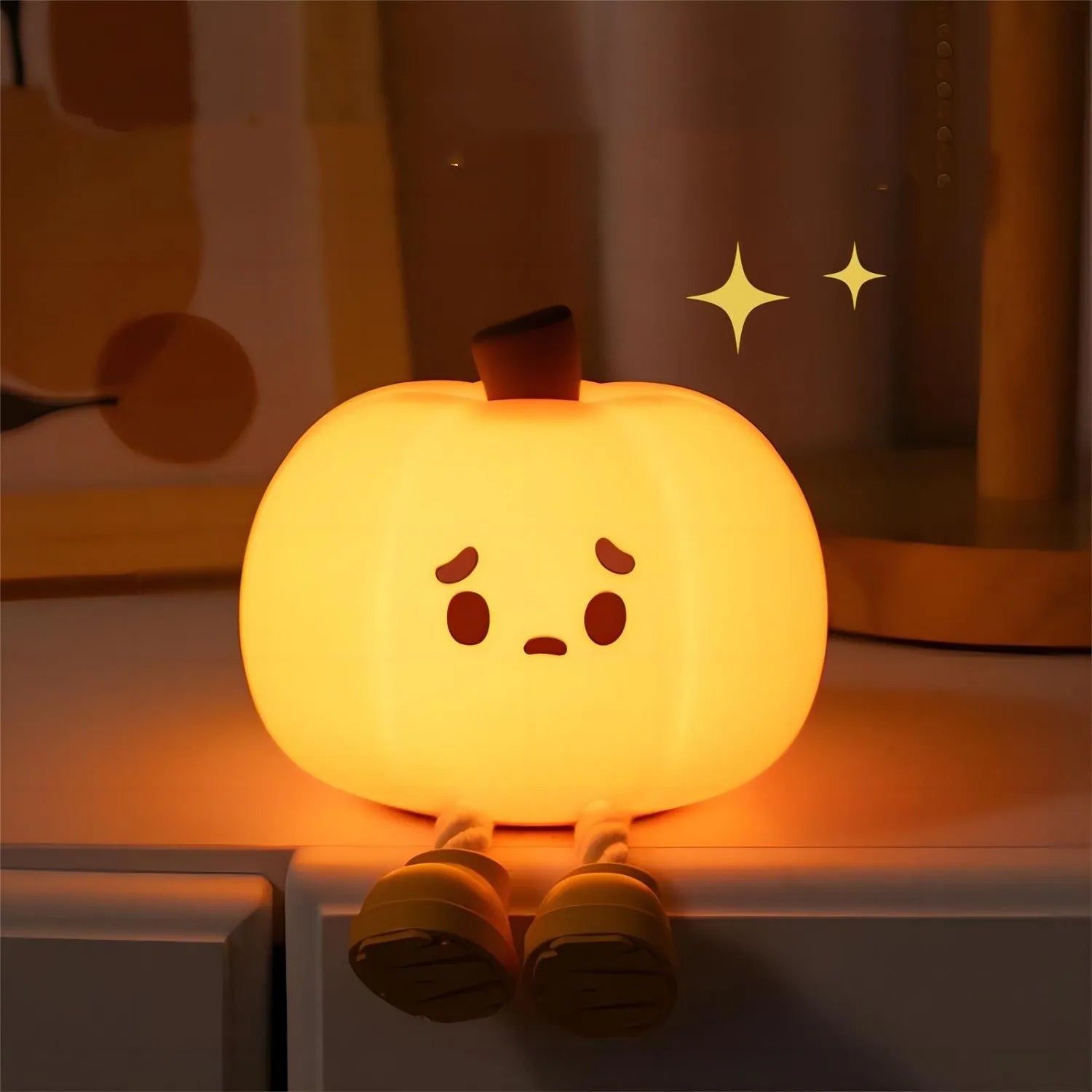 Home Decor Halloween Pumpkin Night Light Cute Soft Silicone Lamp Touch Dimmable Rechargeable Bedside Decor Light Kids Gifts Halloween Decorations - SAVOUR DECORE