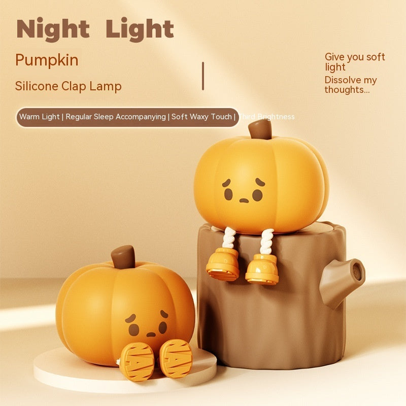 Home Decor Halloween Pumpkin Night Light Cute Soft Silicone Lamp Touch Dimmable Rechargeable Bedside Decor Light Kids Gifts Halloween Decorations - SAVOUR DECORE