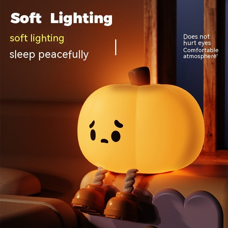 Home Decor Halloween Pumpkin Night Light Cute Soft Silicone Lamp Touch Dimmable Rechargeable Bedside Decor Light Kids Gifts Halloween Decorations - SAVOUR DECORE