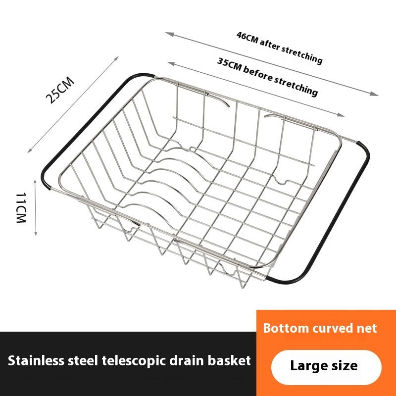 Kitchen Sink Telescopic Stainless Steel Basket Sink Drain Rack - SAVOUR DECORE