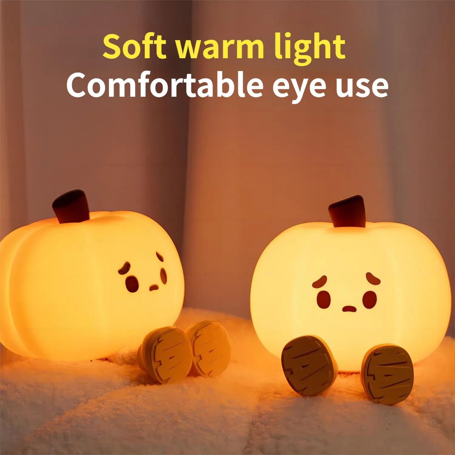 Home Decor Halloween Pumpkin Night Light Cute Soft Silicone Lamp Touch Dimmable Rechargeable Bedside Decor Light Kids Gifts Halloween Decorations - SAVOUR DECORE